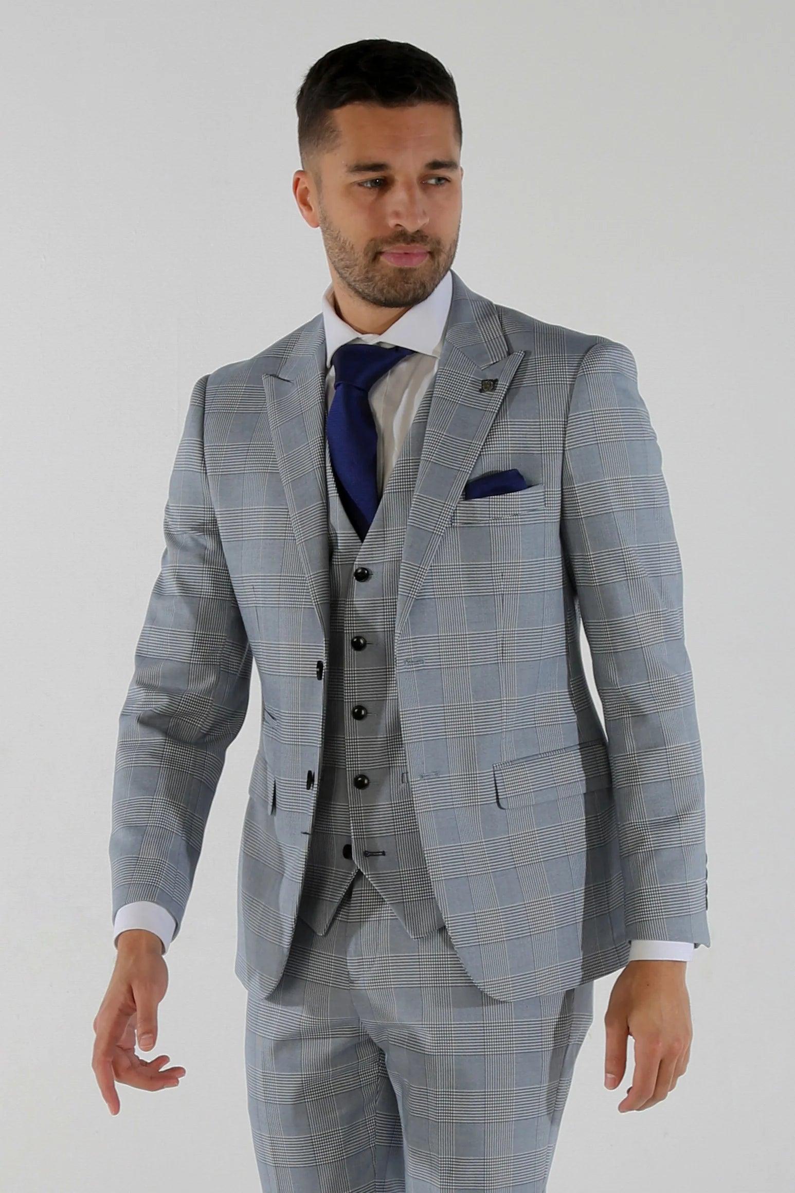 Mark Sky Blue Men's Three Piece Suit